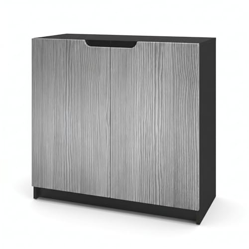 Vladon Madia Logan, mobile a 2 ante, nero opaco/avola-antracite (82 x 78 x 37 cm)