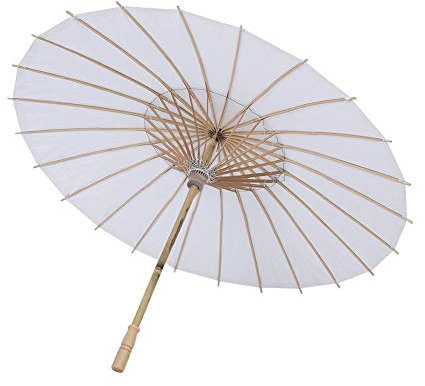 Sombrilla de papel de estilo clásico, Papel Parasol Papel blanco Paraguas para el banquete de boda Decoraciones nupciales Fotografía Exhibición de arte(Radius 42cm)