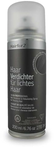 Hairfor2 Haarverdichtungsspray gegen lichtes Haar | Haarpuder | Streuhaar | Haarauffüller | Haarausfall | Haarverdichter (200ml, Schwarzbraun)