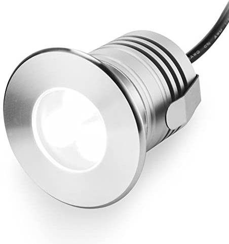 CNBRIGHTER LED Underwater Pool Lights, 3W,12V-24V DC, IP68 Waterproof,Stainless Steel Aluminum,for In-Ground Swimming Pools Steps Ponds Fountains (Cool White-6000K)