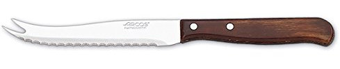 Arcos Serie Latina Caja 12 uds Cuchillo para queso, Hoja serrada de Acero Inoxidable NITRUM de 105 mm, Mango de Madera comprimida Color marrón (12 UDS)