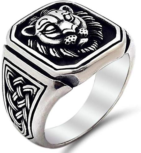 mysilverworld Herren-Ring Löwe aus massivem 925er-Sterlingsilber (7), Sterling Silber, NA