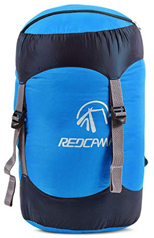 REDCAMP Nylon Compression Stuff Sack, Lightweight Sleeping Bag Compression Sack Great for Backpacking, Hiking and Camping, Blue M