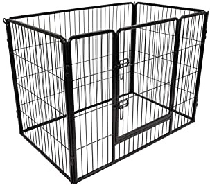 Flamingo Hundekennel Kazan – Schwarz, Größe L (122 × 75 × 90 cm) | Robuster Metallkäfig für große Hunde