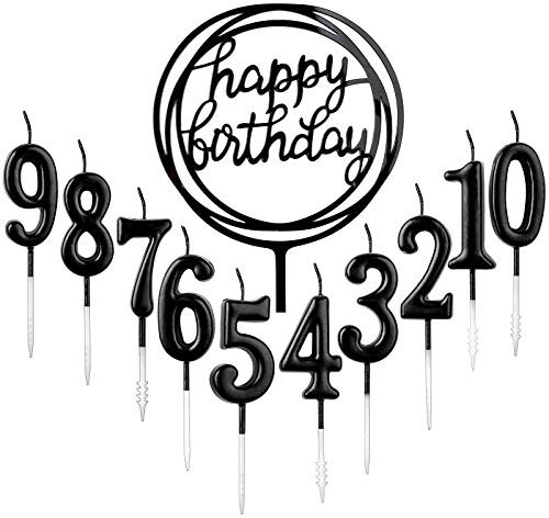 10 Stück Nummer 0-9 Geburtstag Ziffer Kuchen Kerzen + 1 Stück Brief Alles Gute zum Geburtstag Glitter Cake Topper Dekoration Kuchen Nummer Digitale Kerzen für Hochzeit (Vergoldet)