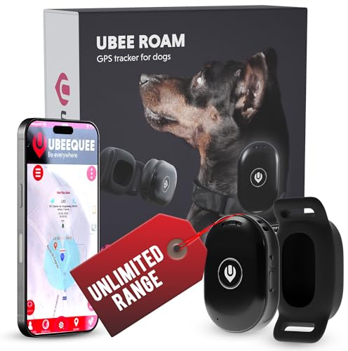 UBEE ROAM GPS Tracker for Dogs - Lightweight 22g Dog Tracker Devices for Small Dogs - Low Cost, Waterproof & Real Time Tracking with Free & Shareable App - Flexible Subscriptions with UK Support