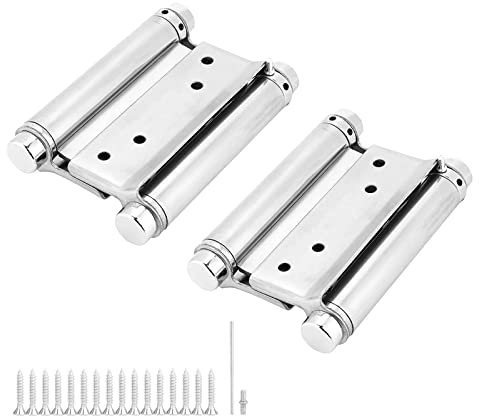 3 Inch Double Action Spring Hinges 304 Stainless Steel Pack of 2 | Dual Swinging Door Hinge; Self-Closing Loaded; For Cafe Saloon Door