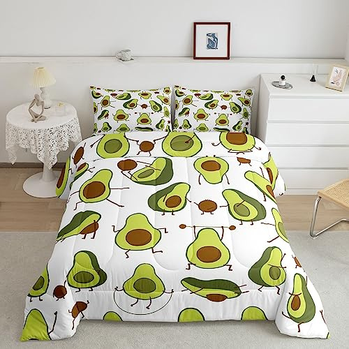 Grazioso piumino con avocado trapunta per ragazze e ragazzi per bambini con cartoni animati sportivi Avocado Comforter Kawaiiative Set di biancheria da letto Bella Frutta Piumone 135x200cm Formato 2