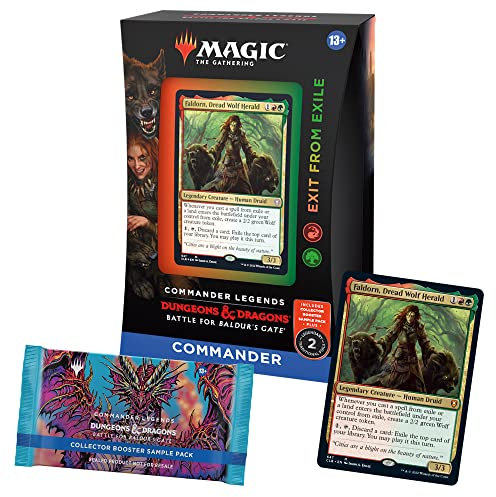 Magic: The Gathering Commander Legends: Battle for Baldur’s Gate Commander Deck – Exit from Exile + Collector Booster Sample Pack