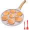 Bobikuke Padella Pancake Smile, Pancake Piastra Antiaderente 7 Fori Padella Frittata Piatto Colazione per Bambini 26 cm - Bianco