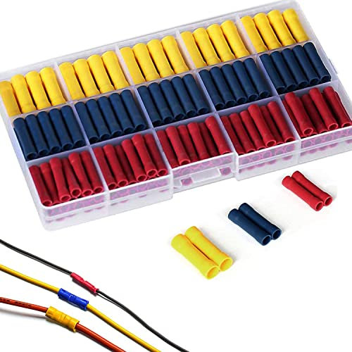 RUNCCI-YUN 200Piezas Terminales Cables Electricos, Conectores Cables Electricos, Conectores a Tope de Crimpado, Terminal Eléctrico de Horquilla Aislado -(Azul, Rojo, Amarillo)(10-22AWG)