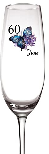 Personalised 60th Birthday Butterfly Champagne Prosecco Glass Gift For Her