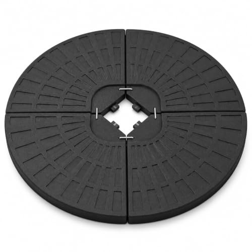 Sakusei Tools 4 piece Cantilever Garden Parasol Base Weight Square Banana Stand Weights for Offset Parasols Fillable with Sand or Water 60 or 80kg Total Weight, Black, 100 x 100 x 7.5cm