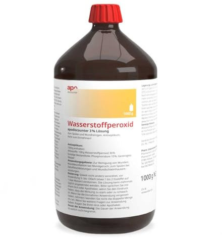 apodiscounter Wasserstoffperoxid 1000 ml - 3% Lösung I Desinfektionsmittel bei Wunden, Antiseptikum zum Spülen - H2o2 Apothekenqualität aus Deutschland