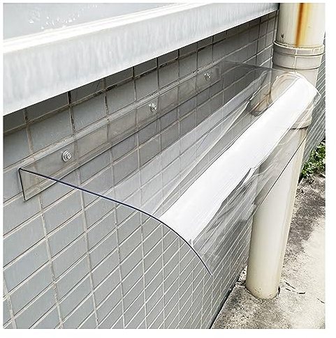 Marquise de Porte d'entrée en Polycarbonate Transparent,Auvent Fenêtre Invisible Marquise de Porte d?Entrée,Auvent de Porte Entrée,uv Protection,Multiple Size ( Size : 50*380cm/19.6*149.6in )