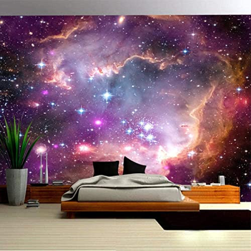 Papier Peint Panoramique Univers Violet Papier Peint Intissé 3D Tapisserie Poster Decoration Murale Chambre Salon