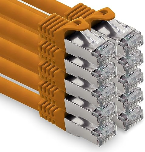 freiwerk 1,5 m - orange - 10 pièces câble réseau CAT.7 câble de raccordement Ethernet Lan S-FTP LSZH PIMF 10GB s prise RJ45 Cat6a