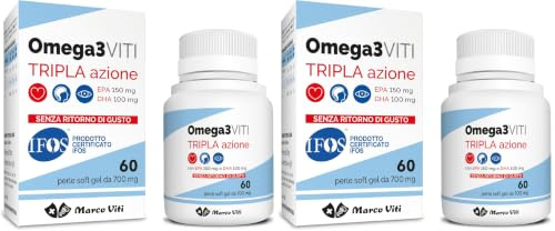 Marco Viti Omega3 Viti Tripla Azione Perle- 150 Mg. Epa E 150 Mg. Dha Per Perla (Confezione da 2)