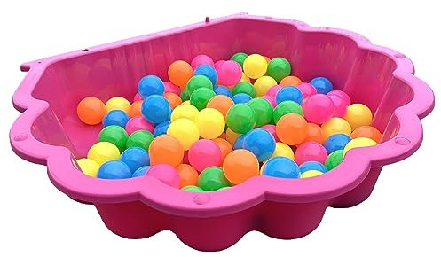 TikTakToo Piscine pataugeoire ou bac à sable rempli de 100 balles de jeu colorées (rose)