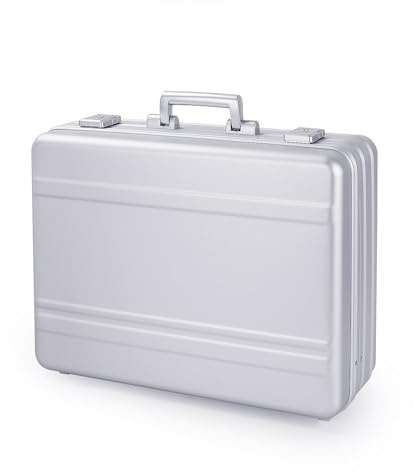 urecimy Stor aluminiumutrustning kamera fodral kortsiktig resa resväska hardside portfölj bärbar bärväska med skum, silver, 55X40X20cm