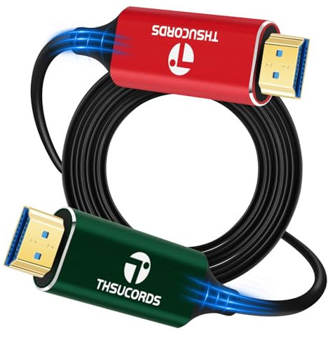 Thsucords 4K HDMI Glasfaser Kabel 15M, HDMI 2.0 Kabel Unterstützt UHD 4K @60Hz HDR/18 Gbit/s/4:4:4/3D/ARC/HEC/für RTX 3080/3090 Xbox Series X PS5 Denon AV-Receiver LG Samsung Sony TV