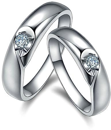 Vorsteckring Gold 750, Engagement Ring For Men Puzzle Herz Paarring Labor Geschaffener Diamant 0.06ct Rund Eheringe 18K Weißgold
