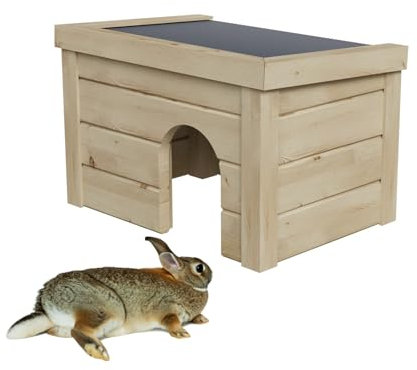 QLS Casetta per piccoli animali in legno, per conigli, casa per roditori