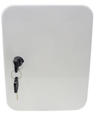 stahl-design-tebart Schlüsselkasten weiß mit Zylinderschloss – 20 Haken – Metallbox zur Wandmontage – Sichere & stilvolle Schlüsselaufbewahrung für Haushalt & Gewerbe