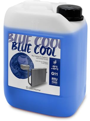 ErrecHome Blue Cool, Fluido para Radiador Azul -30°C/+103°C, Anticongelante G11 con paquete inhibidor NAP FREE, Listo para usar, 5 Litros
