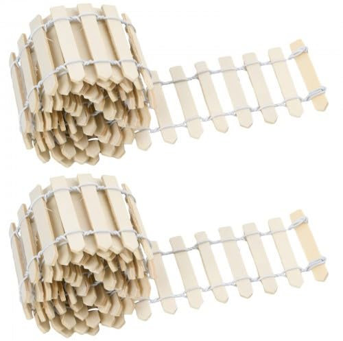 2 Pièces Mini Clôture Décorative de Jardin, Miniature en Bois pour Poupée Maison, Accessoires Bricolage, Terrasse, Bonsaï, 90x5cm (02)