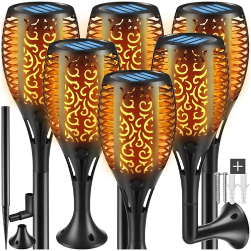 tectake® Lot de 6 Lampe solaire Exterieur LED sur piquet, sur socle ou comme Applique murale exterieur Lampe murale sans fil Éclairage pour chemins Maison Jardin terrasse garage Lampe décorative