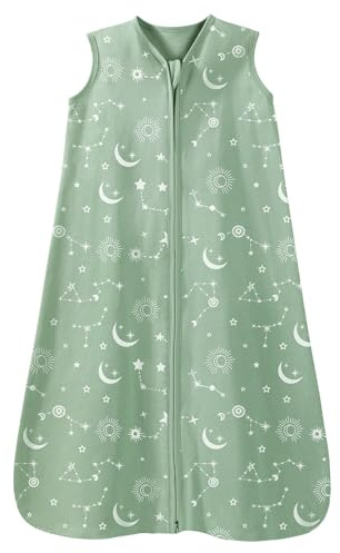 Unnivoll Schlafsack Baby Sommer 0.5 Tog 100% Baumwolle Sommerschlafsack Babyschlafsack 0-6 monate 67 cm für Jungen Mädchen Neugeborene Grün Sternbild
