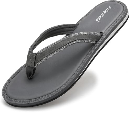 ARRIGO BELLO Infradito Donna Ciabatte Piscina Mare Spiaggia Estive Eleganti Comode Lucido Cinturino Antiscivolo Sandali Taglia 36-41 (Grigio B，37)