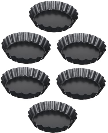 Cabilock 6pcs Non-Stick Round Chrysanthemum Pie Tart Pans with Removable Bottom 10cm 0.4mm Baking Trays for Oven Cooking and Pizza Baking