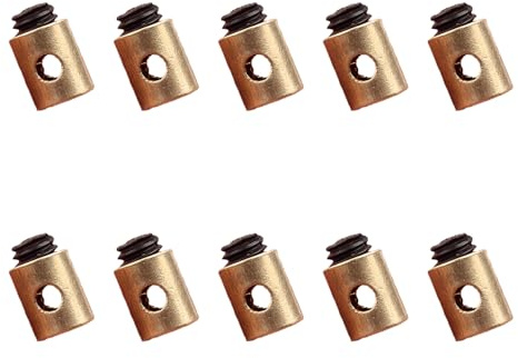 10 Pcs Motorcycle Throttle Cable Universal Clamp for Brass Accelerator Cable (5 x 6 mm) for Scooter and Motorcycle Accelerators, Compatible with Various Vehicles and Gardening Tools