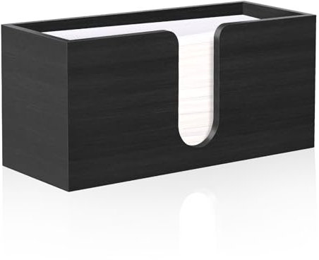 1 x schwarzer Papierhandtuchspender, Arbeitsplatte, Holz-Papierhandtuchhalter für Badezimmer, gefalteter Papierhandtuchspender