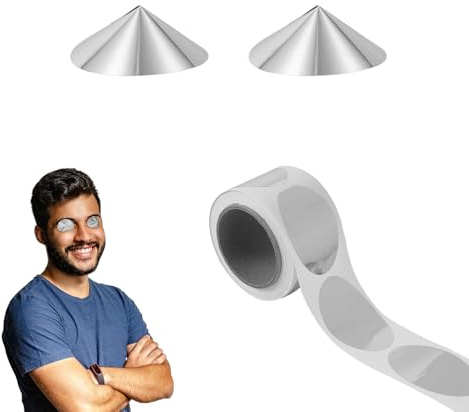 Gosknor 100pcs Cônes de Protection Oculaire, Autocollants pour Lunettes de Bronzage à Usage Unique pour Les Yeux Lunettes Protection Autocollant sans Lignes Accessoires Bain Soleil d'Été (Argent)