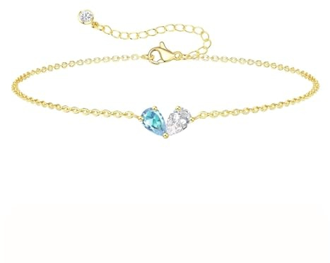 RIXERKOC Herz Armband Gold Damen, 18K Vergoldet Herzarmband Wasserfest Verstellbare Kette Armkette mit CZ Herz Anhänger Geschenk zum Geburtstag Valentinstag Muttertag