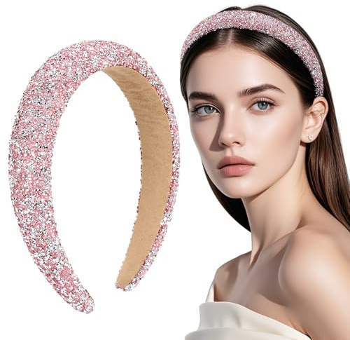 BOFUNX Damen Haarreif Glitzer Strass Haarreif Breit Haarband Stirnbänder für Frauen Mädchen Geburtstagsgeschenk Hochzeit Braut Haarschmuck