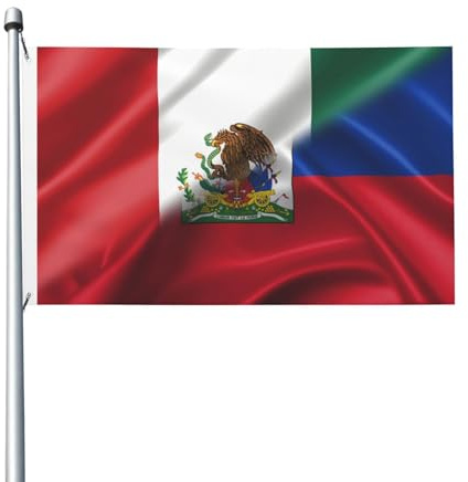 Bandera de México, bandera haitiana, de lujo, duradera, 90 x 150 cm