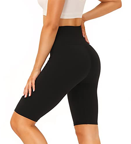 SIMIYA Yoga Shorts Womens Leggings High Waist Super Soft Comfort Slim Pants Power Stretch Tights Running Shorts(XL) Black