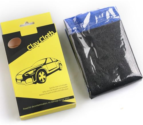 Violiica Kit de décontamination pour vitres et peintures de voiture avec chiffon de nettoyage pour enlever la rouille et le goudron Noir et bleu