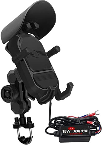 GYZOUKA Support de Téléphone de Moto, Support de Téléphone Réglable D'absorption des Chocs de Charge Rapide sans Fil 15W avec Verrouillage Automatique à Une Touche