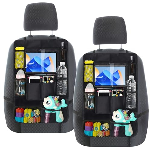 JIYANA 2 Pezzi Organizer per Sedile Auto Bambini, Copri Sedile Auto con Protezione Sedile Autos Bambini Posteriore, Oxford 600D Porta Organizer Auto con 10 Tasche, Accessori Macchina per Viaggio