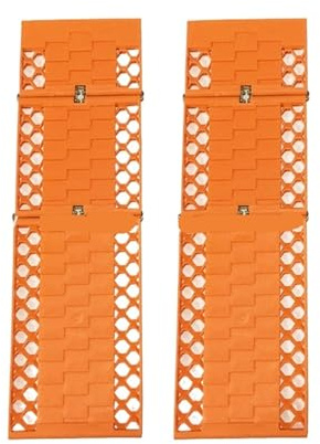 Bergungsbretter für Geländefahrzeuge Universal-Griffschienen for Autos, Traktionsmatte, Bergungs-Traktionsmatte, tragbare Notfallspur, Reifenleiter for Eis, Schnee, Sand, Gelände(Orange 2pc)