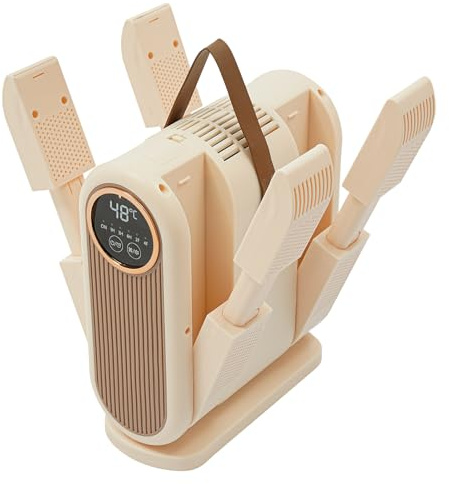 Asciugascarpe a 4 bracci, con display digitale, asciugatura rapida con 3 impostazioni timer e due supporti, asciugatura ad aria calda a risparmio energetico per scarpe bagnate