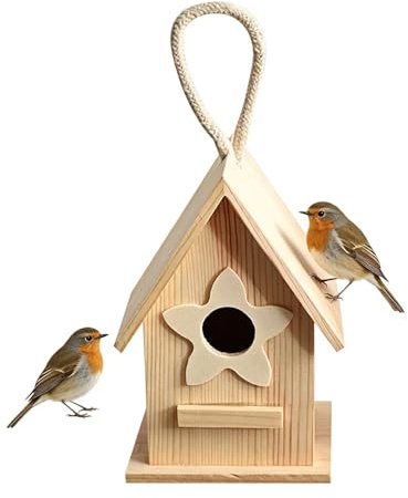 per uccelli, casetta per uccelli in legno resistente alle intemperie, per giardino, cortile, balcone, portico, tronco d'albero, passeri, inseparabili, conure, calopsitte
