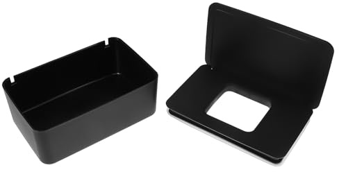Holibanna Multifunktionale Feuchttücherbox aus Schwarzem Kunststoff mit Deckel Wasserabweisend und Modern für Badezimmer und Küche