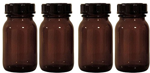 mikken - braunes Apothekerglas Set inkl. Schraubverschluss & Etiketten Made in Germany, 4x 100ml, Braun