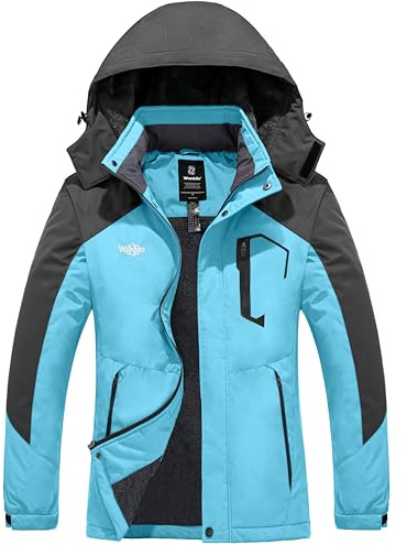 Wantdo Chaqueta Esquí Mujer Impermeable Contraiento con Capucha Turquesa M